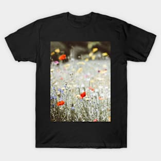 Flowers, Field, Nature, Neutral, Landscape,Scandinavian art, Modern art, Wall art, Print, Minimalistic, Modern T-Shirt